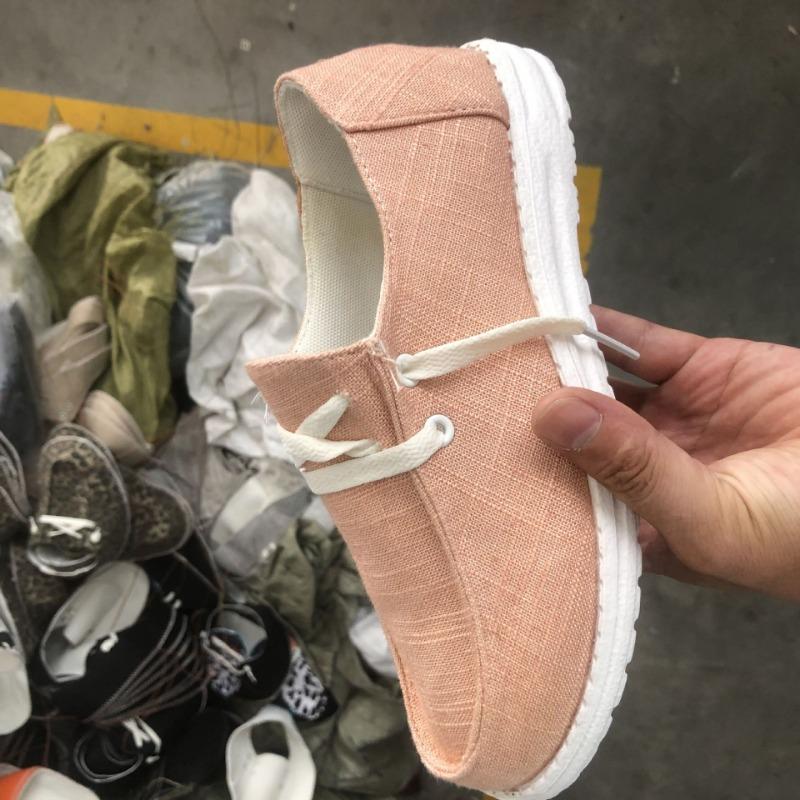 Spring new color matching four-season flat-bottomed lace-up single shoes women's round head canvas low-top large-size sequined casual shoes