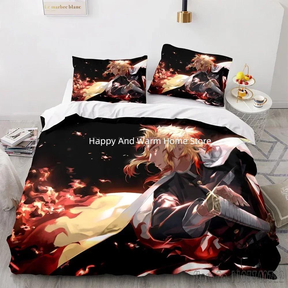 Demon Slayer Agatsuma Zenitsu Duvet Cover Set HD Comforter Cover for Boys Bedding Sets Bedclothes Bedroom Decor