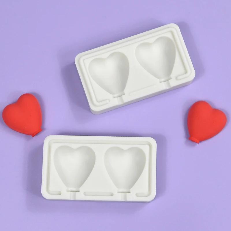 2pcs Mini Heart Shape Balloon Silicone Mold Fondant Chocolate Mould DIY Gumpaste Clay Candle Molds Cake Decorating Tool Bakeware