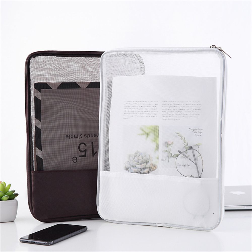 A4 File Bag Transparent Grid Double Seal Safe Folder Documents Bag Organizer Storage Bag School Office File Bag Paper Holder