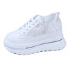 8CM Platform Heel Wedge Shoes Sneakers Pumps White Platform Air Mesh Hollow Pumps Shoes Women Zapatos De Mujer