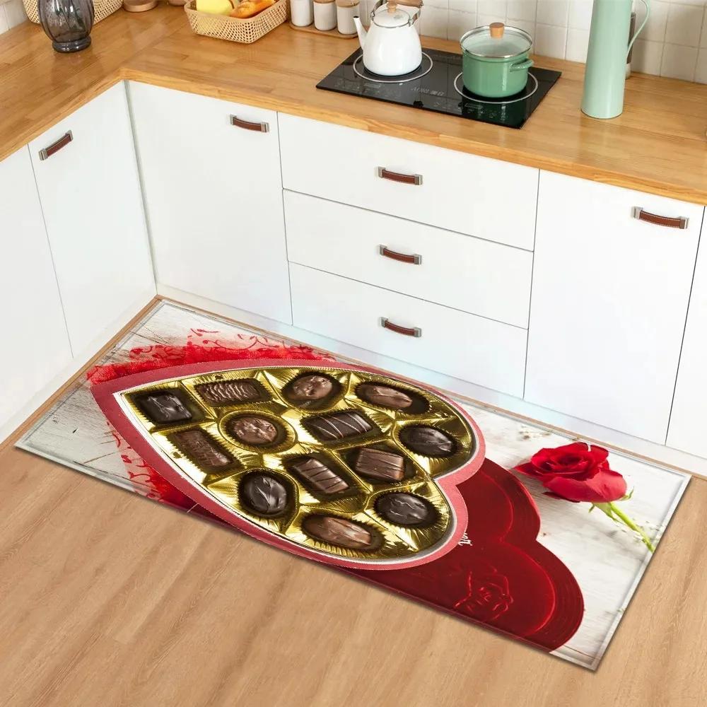 Valentinstag Liebe Rosenmuster Hausküche Bodenmatte Eingangsbereich Dekoration Bodenmatte