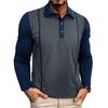 Spring Autumn Men's Contrasting Color Lapel Long Sleeve Button Polo Shirts Mens Casual Polos Tops