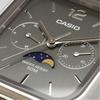 CaSio Standard Moon PhaSe Analog Men S Watch Mtp M305m 8av Metal meSh Band Dark 