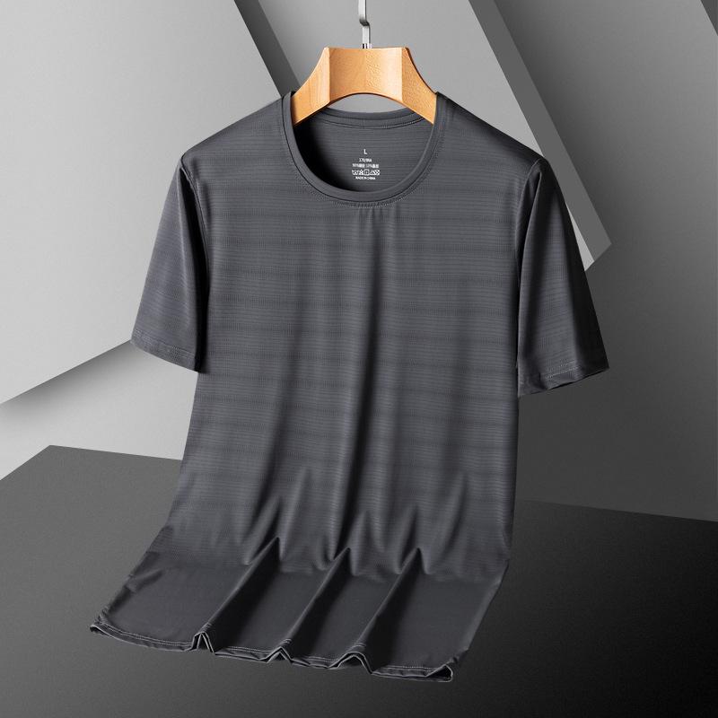 Ledové hedvábné cool tričko s krátkým rukávem Pánské tričko s polovičními rukávy větší velikosti Fitness tričko Top