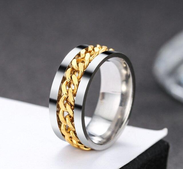 New Fashion Simple Design Titanium Steel Mens Rings Lover Couple Rings Alliance Gold Wedding Band Rings Set for Women Men