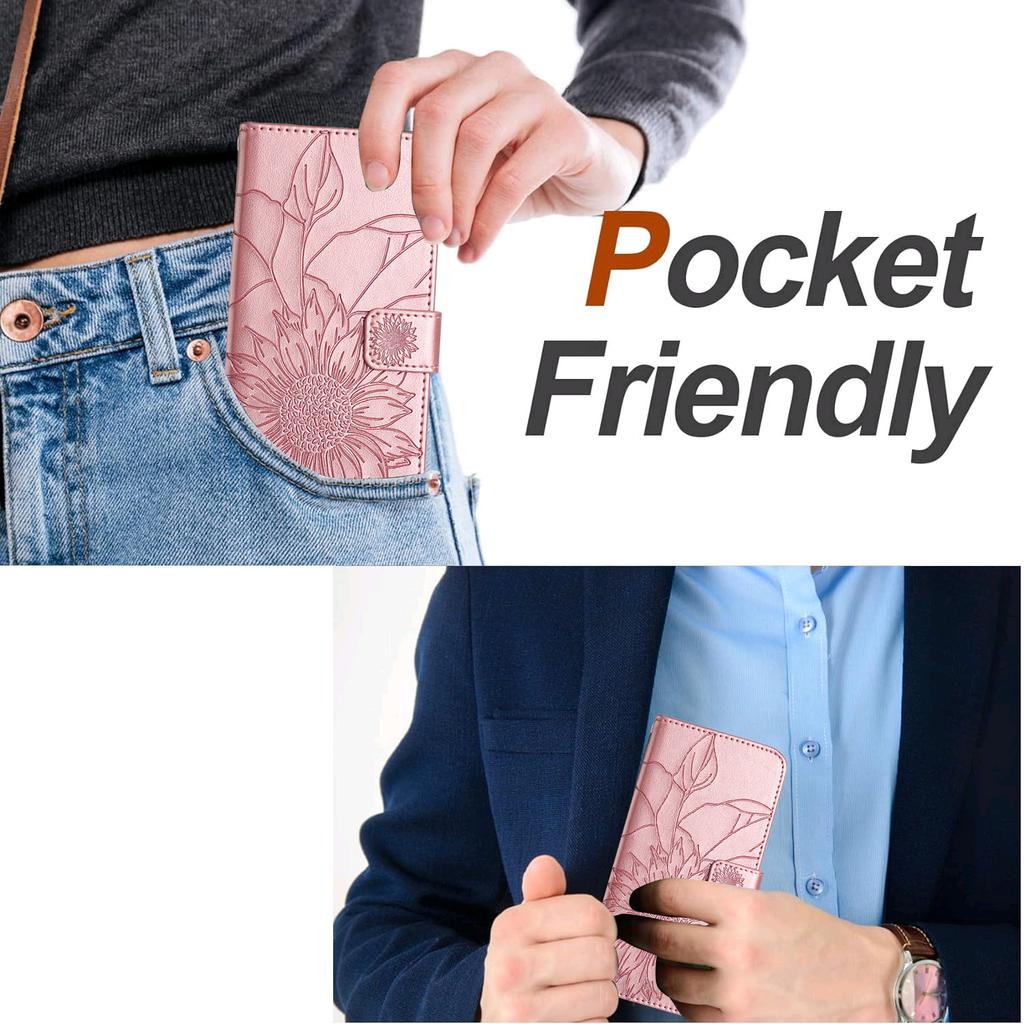 For iPhone 16e Case Sunflower Imprinted Wallet Stand Folio Flip Leather Cover