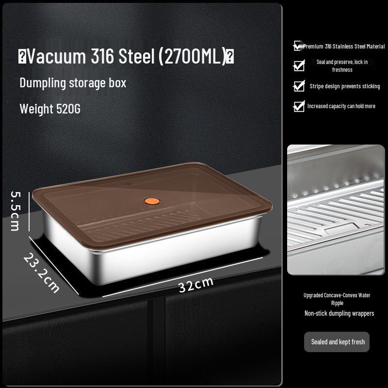 Stainless Steel Sealed Storage Box with Lid for Dumplings