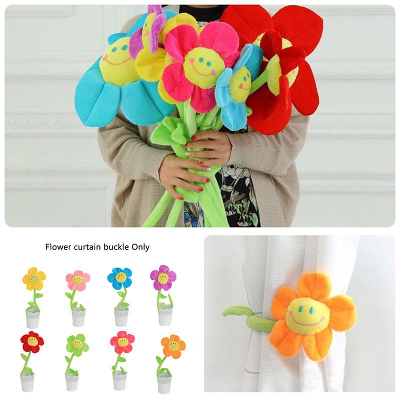 Sunflower Rose Window Treatment Tieback Short Plush 8 Vivid Colors 3 Height Options