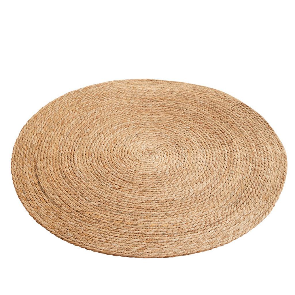 Natural Handwoven Straw Pad Jute Braided Area Rug Round Raffia Rug for Yoga Fitness Outdoor Rest Kitchen Decors