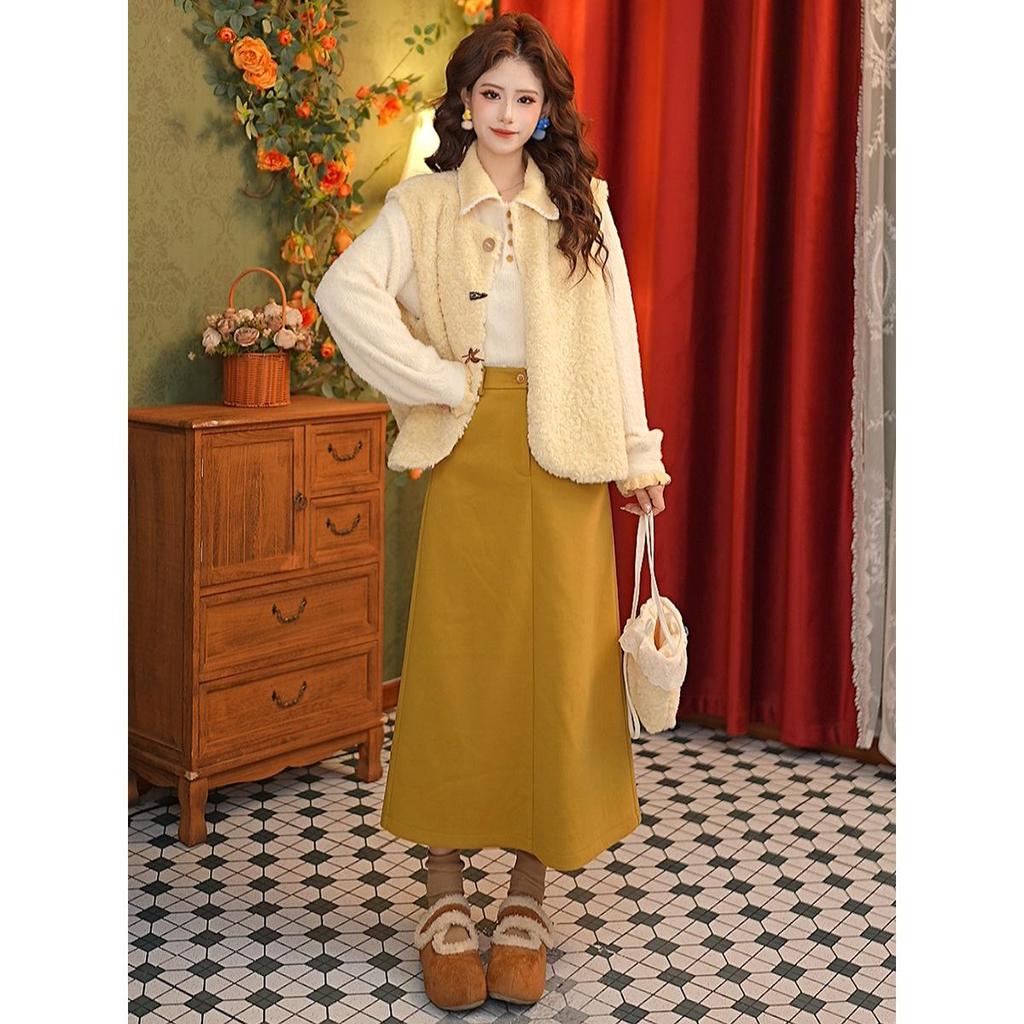 Zhang Jiayuan Retro A-line Suit Skirt for Women, Mid-length Versatile Style #S15069