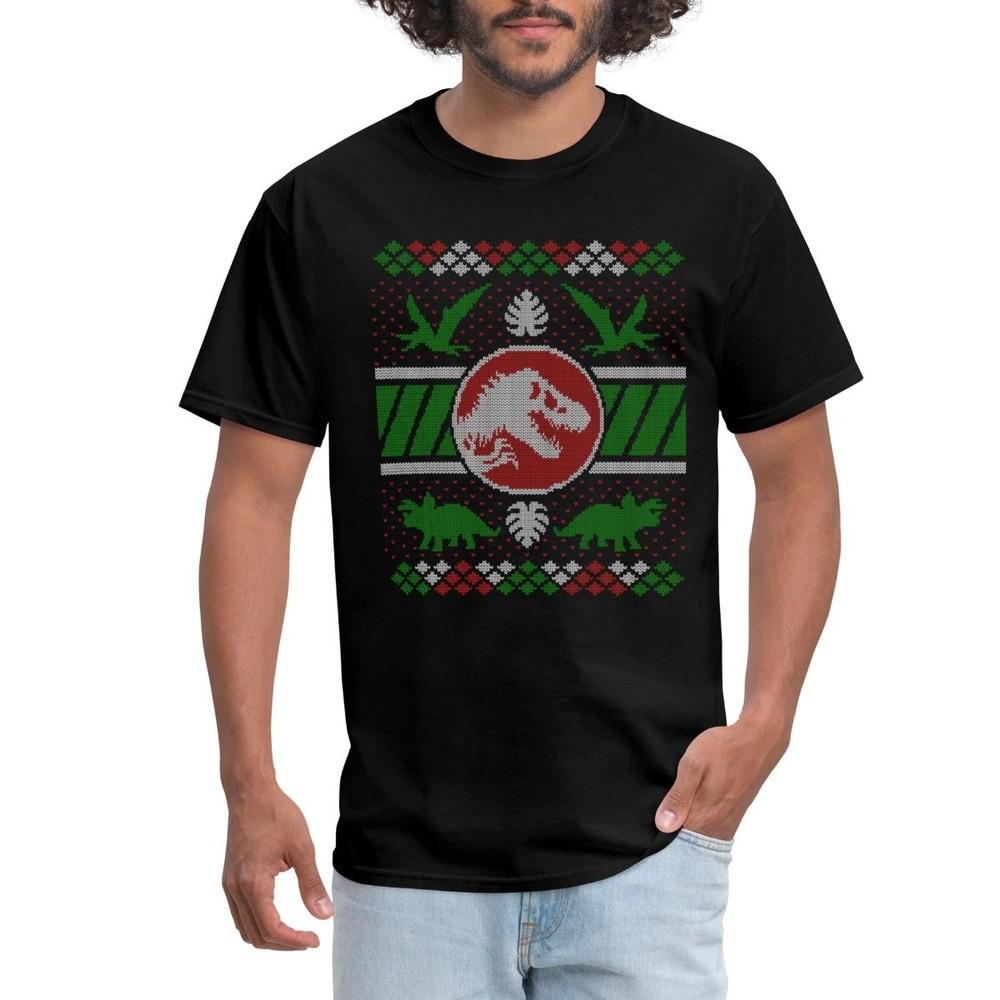 Jurassic World Christmas Design With T-Rex Men s T-Shirt 4XL