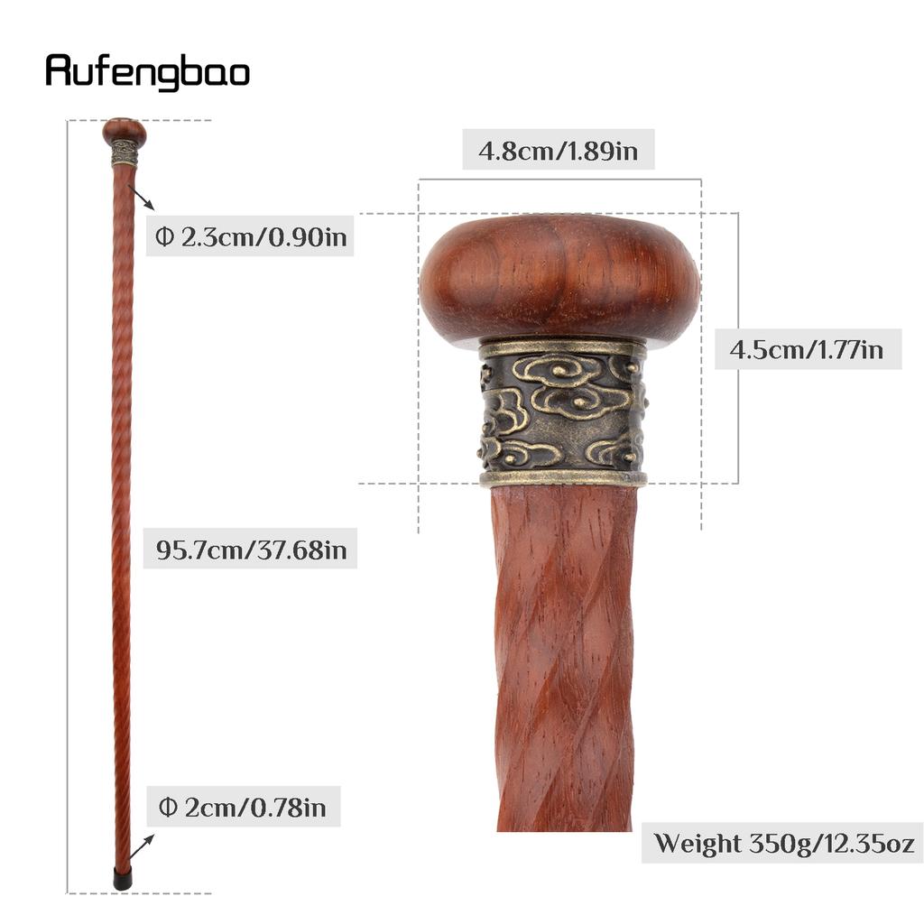 Copper Rotate Round Wooden Traditional Fashion Stick Decorative Cospaly Party Wood Cane Halloween Wand 95cm