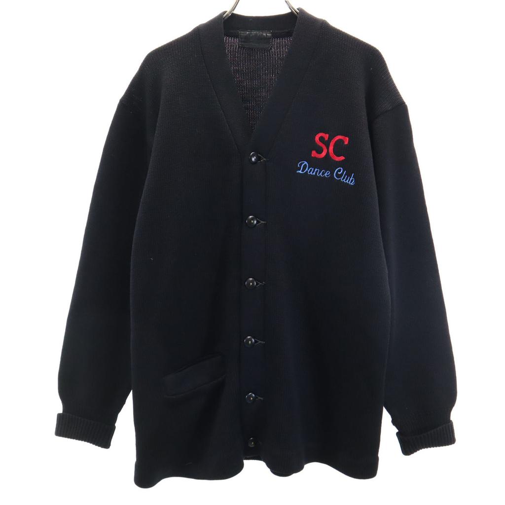 Albion Award Sweater 70s vintage Long sleeve Lettered knit cardigan black Men's Used