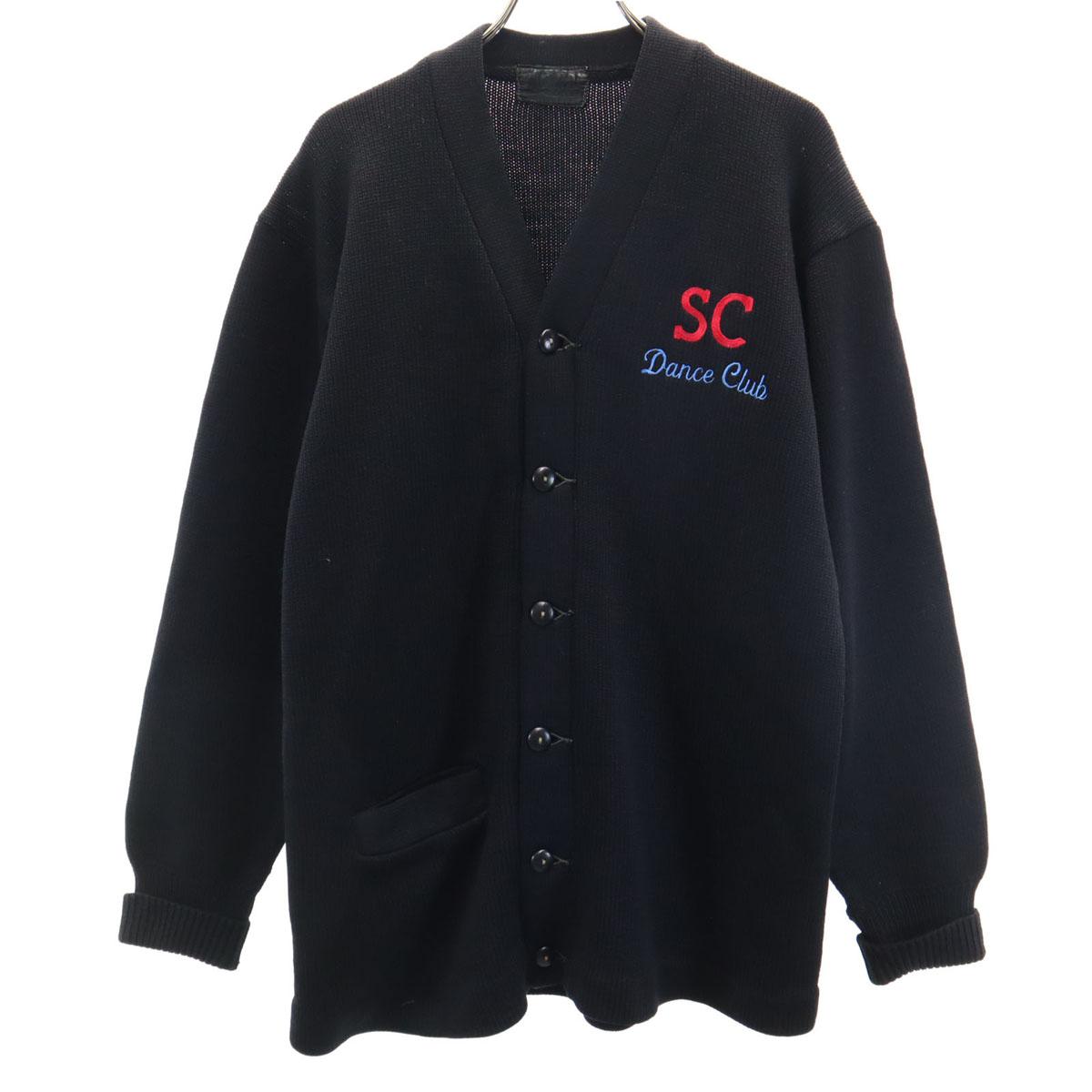 

Albion Award Sweater 70s vintage Long sleeve Lettered knit cardigan black Men s Used