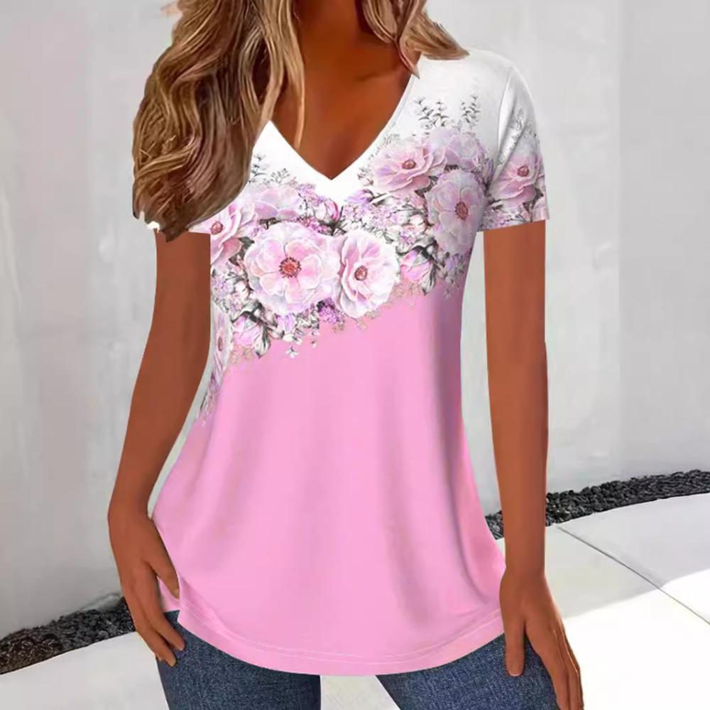 

Футболка Beauty Casual с принтом и V-образным вырезом 5XL красный