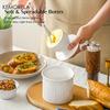 Ceramic Butter Jar with Drain, Spreadable Fresh Butter Decorative Container for Kitchen - White Arched Stoneware, 1 Pc, 2Pcs