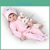 Realistic 20 Inch Soft Vinyl Silicone Reborn Baby Doll With Brown Wig High Quality