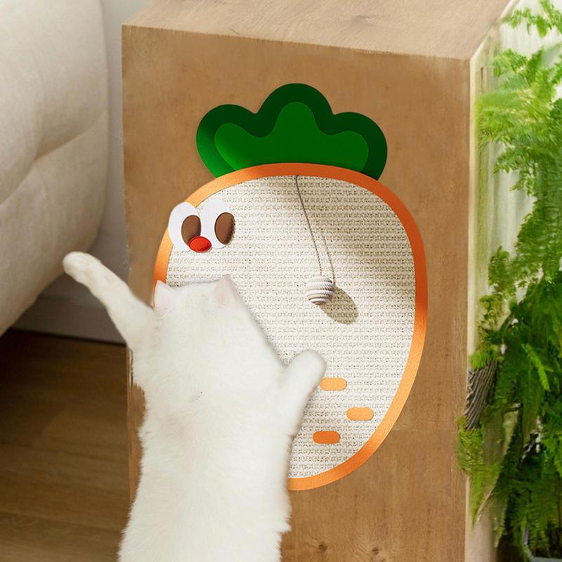

Wall Mount Cat Scratcher Carrot Shape Sisal Scratching Board For Indoor Cats With Ball Wear-resistant Sofa Protection Scratch spain