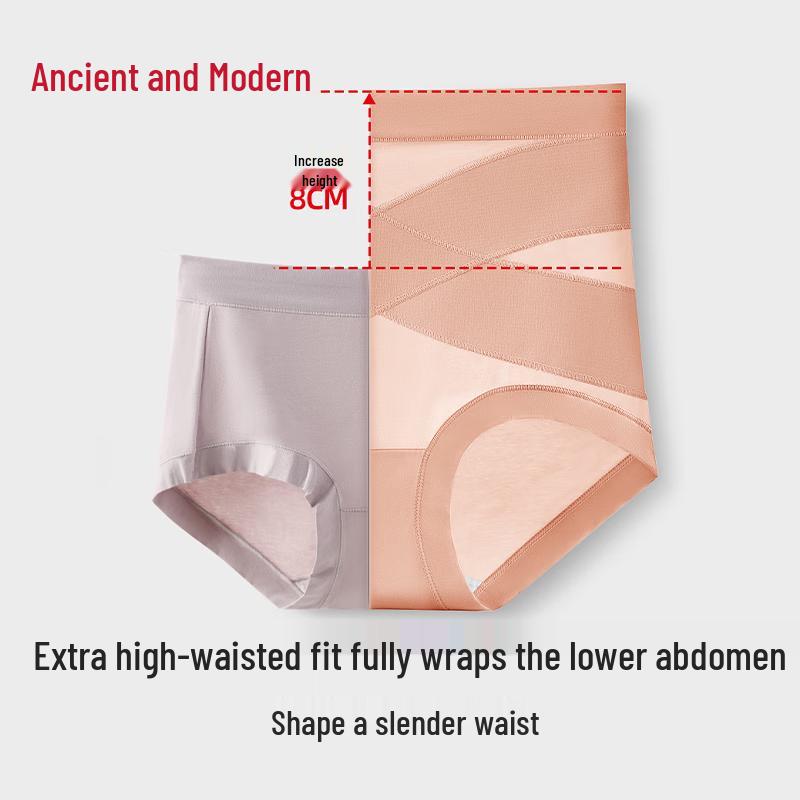 GUJIN Women's High-Waist Cotton Antibacterial Tummy Control Briefs (3-Pack)