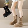 British style platform heightening Martin boots women's new small slim medium tube knight short boots in autumn and winter 2025