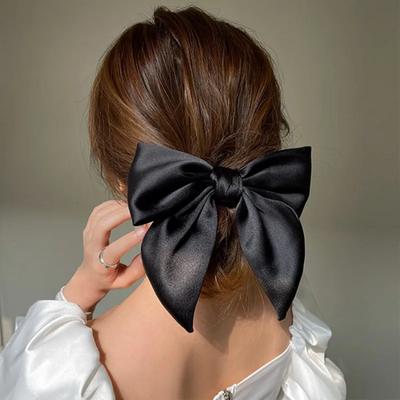 Fiocco di colore solido Nastro per capelli Scrunchies Donna Grande Bowknot Barrettes Donna Coda di cavallo Fascia Accessori per capelli per ragazze Regalo
