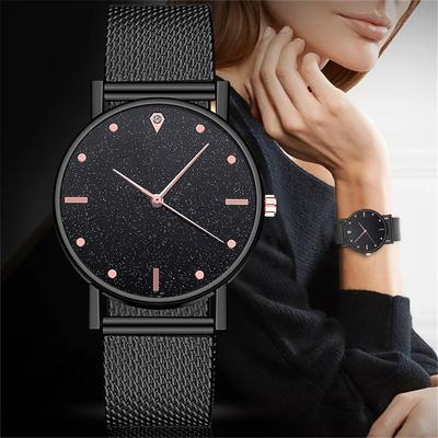Luxuriöse Roségoldene Edelstahluhren für Damen Lässige Runde Diamant-Quarz-Armbanduhren Digital