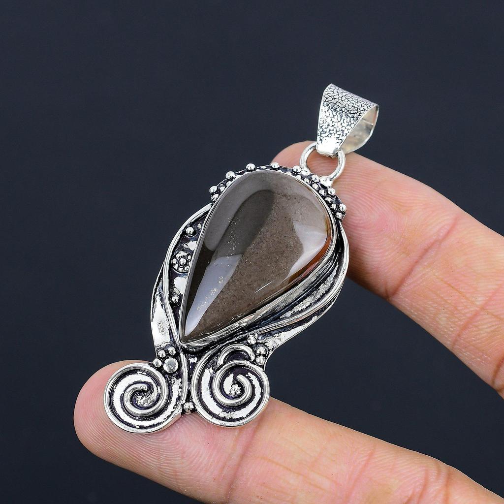 Gift For Women Pendant 925 Sterling Silver Natural Polychrome Jasper Gemstone