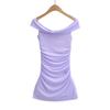 Pure Desire Women's One-Shoulder Hip-Hugging Pleated Slimming Mesh Dress