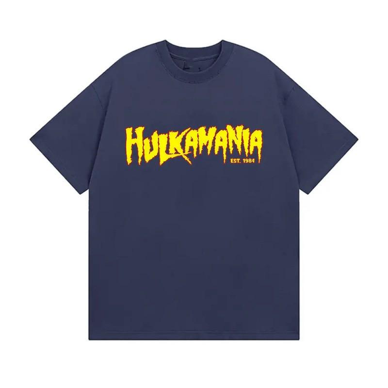 Mens Cotton Graphic Tee Hulk Hogan Tribute Streetwear Short Sleeve T-Shirt Casual Wear