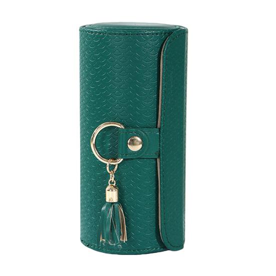 Tiered Travel Jewelry Case Faux Leather Jewelry Storage Roll Box with 3 Compartments Portable Jewelry Organizer for Necklaces Rings Earrings Bracelets