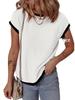 Women's Short Sleeve Ribbed Knit T-shirt - Casual Spring/Summer Top