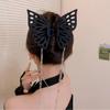 Women Butterfly Tassel Hair Claw Clip Large Size Ponytail Hairpin Solid Color Fashion Headwear Accessories