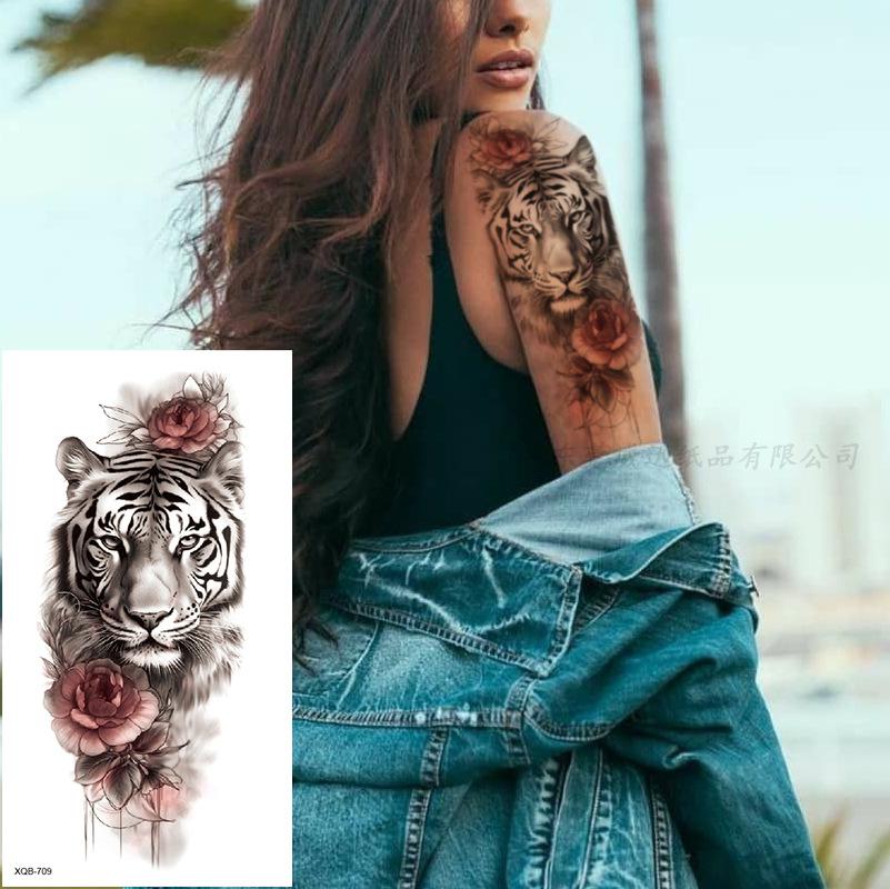 Small Full Arm Tattoo Sticker, Flower Letters, Plain Flower Tattoo Sticker Tattoo