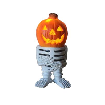Resin Pumpkin Knight Halloween Decoration Light Garden Decor Lantern Tabletop Night Light Lamp for K