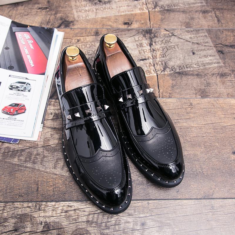 

Leather shoes men s summer leather British soft leather business casual trend versatile platform leather shoes 44 чёрный