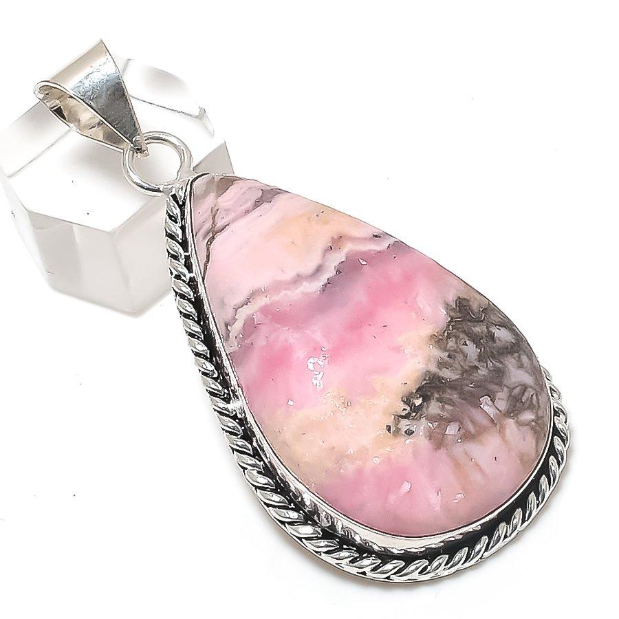 Rhodochrosite Gemstone Handmade 925 Sterling Silver Jewelry Pendant 2.40" y4W39