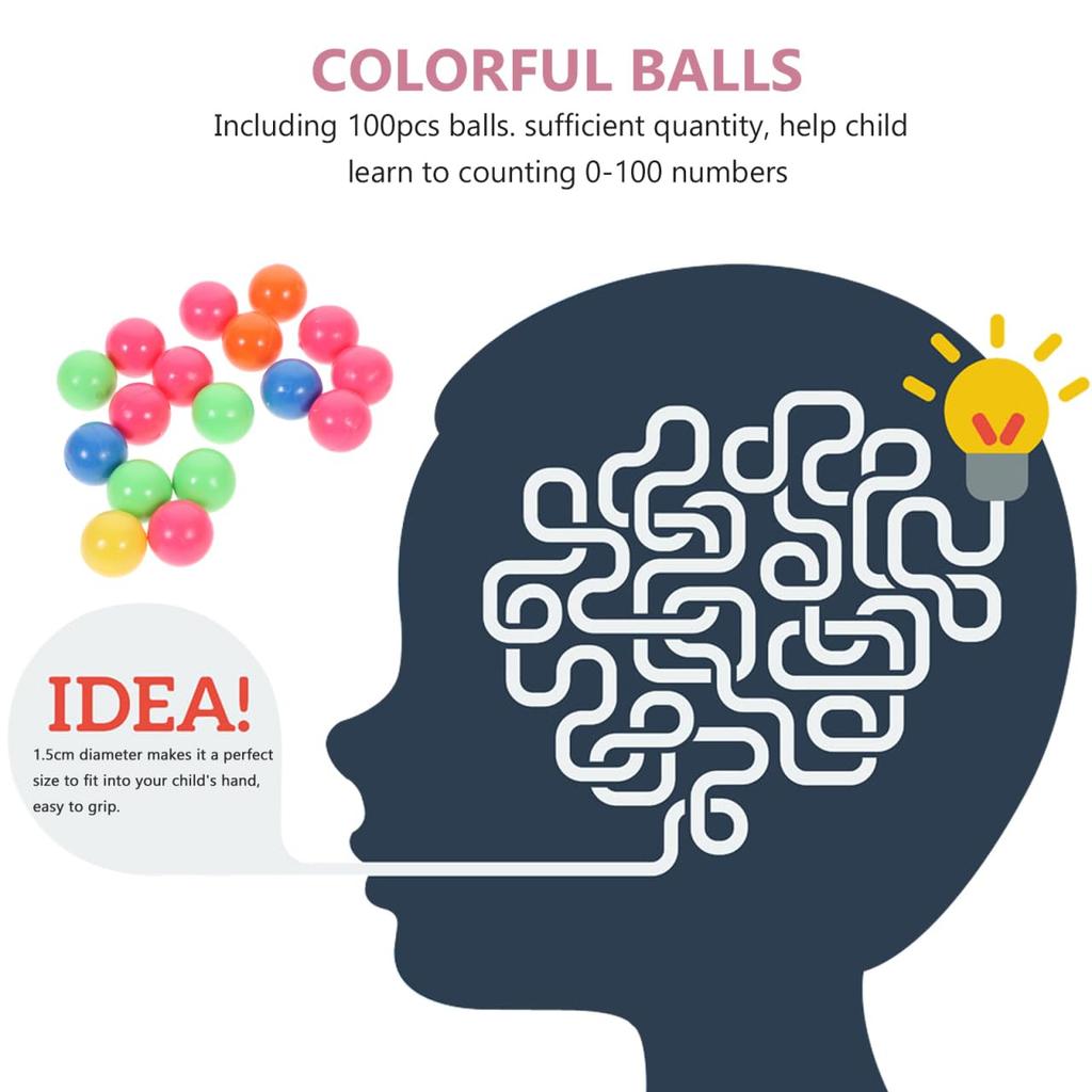 Vaguelly Probability Learning Plastic Balls, 100-Pack, 0.59-inch Diameter, 5 Colorful Balls, Visual Development Promotion, Number Play, Educational
