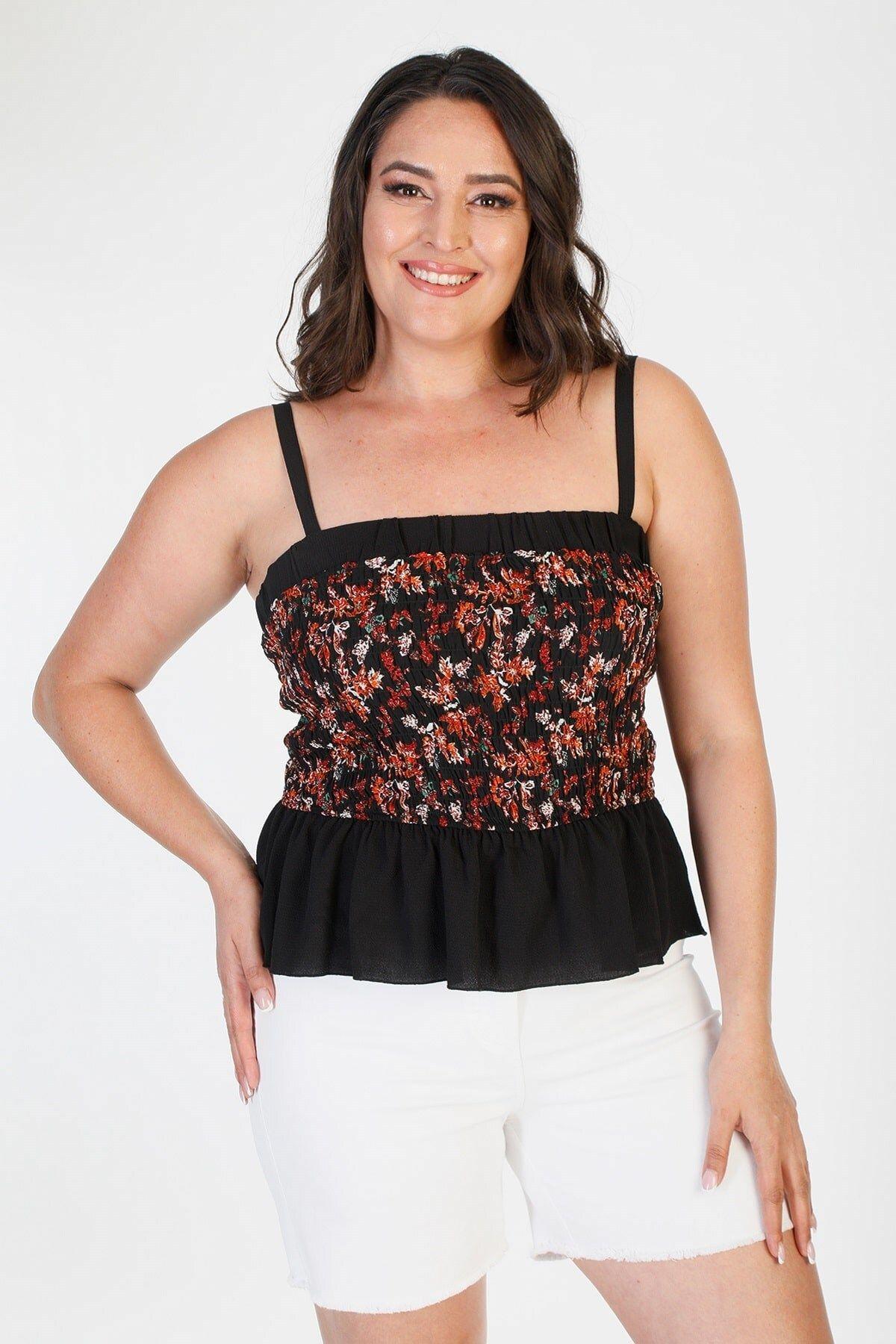 

Women s Style Big Size T-Shirt Gipe Detail Strappy Bustier L