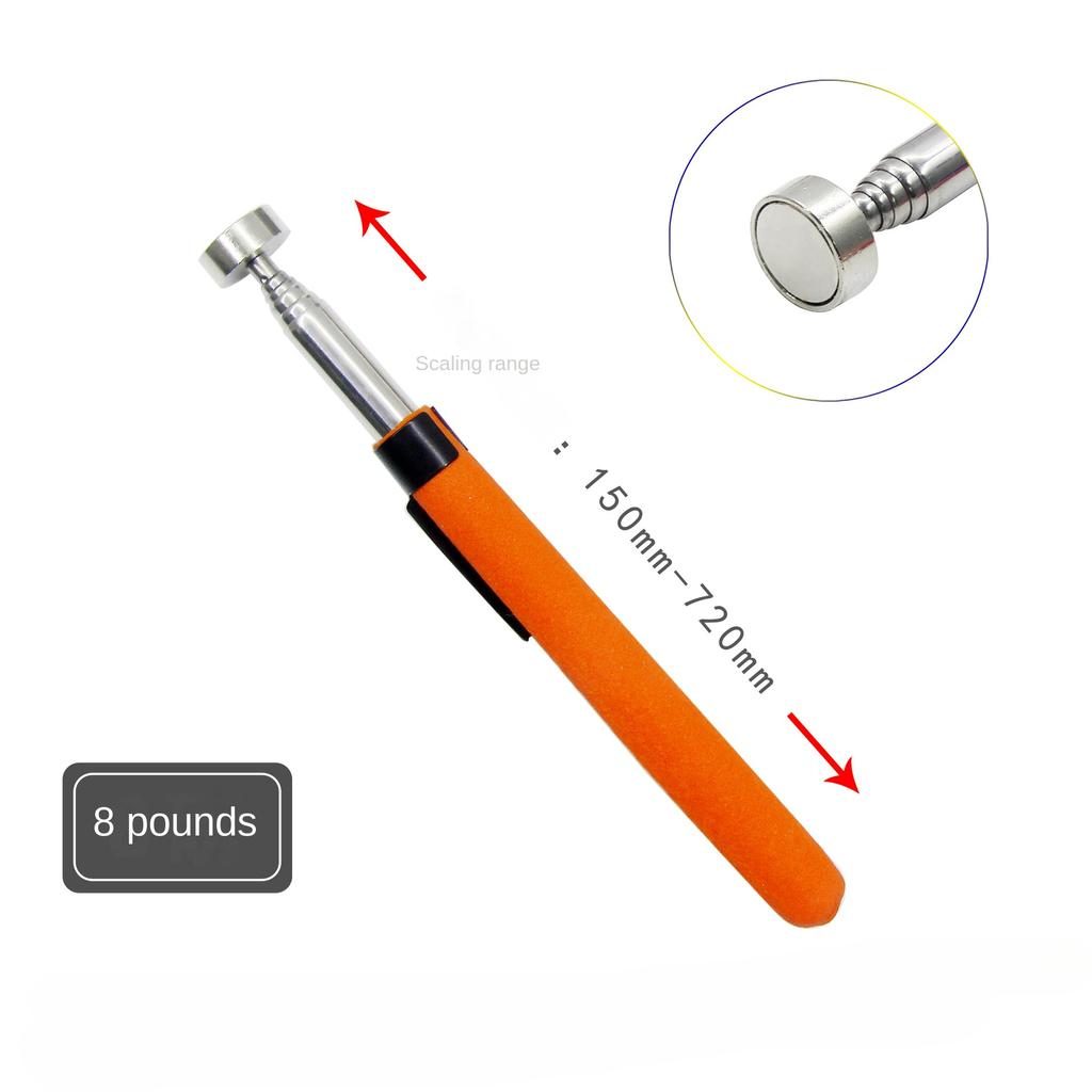 Metal 25810LB Pickup Stick Portable Metal Suction Stick Retractable Magnetic Pickup Auto Repair Tool with Light Magnetic Rod