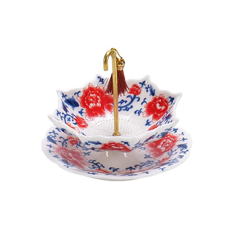 1 juego Paraguas Colador de Té de Flor de Peonía Cuencos de Té Cerámica Coladores de Té Accesorios para Ceremonia Forma de Paraguas Juego de Té Creativo 2 estilos
