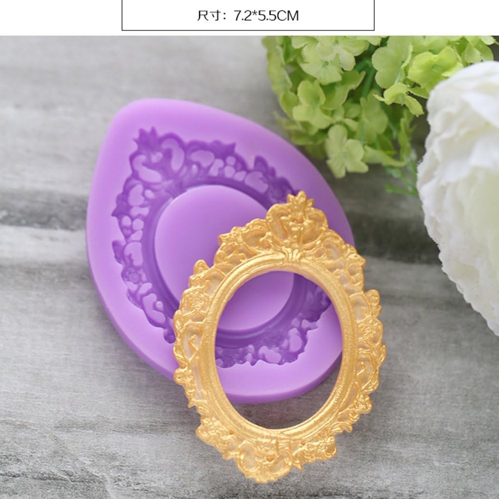 Mirror Frame Silicone Mold Fondant Sugarcraft Cake Decorating Tools Chocolate Candy Mold-Small