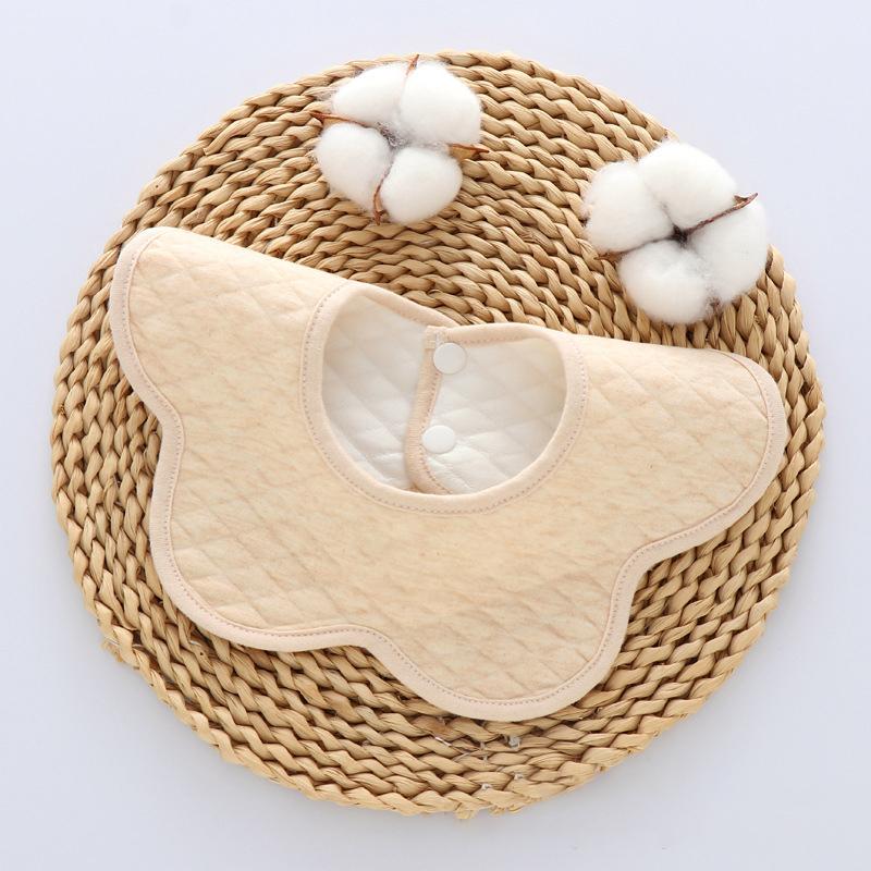 

Newborn Baby Color Cotton Simple Cotton Warm Saliva Towel Bib 360 Degree Baby Petal Bib Male and Female Baby Feeding Apron Bib