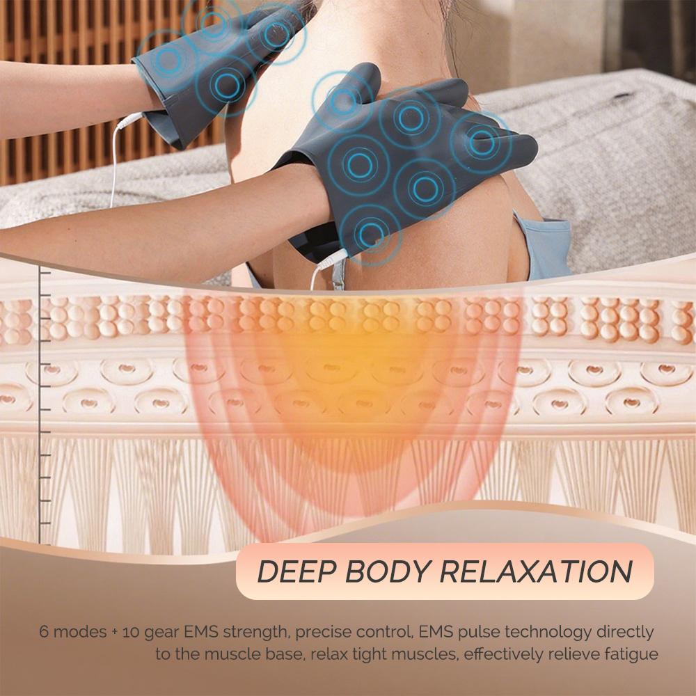 EMS Massage Gloves Electric Pulse Body Massager Microcurrent Muscle Stimulator Relieve Fatigue Muscle Relaxation Massage Gloves