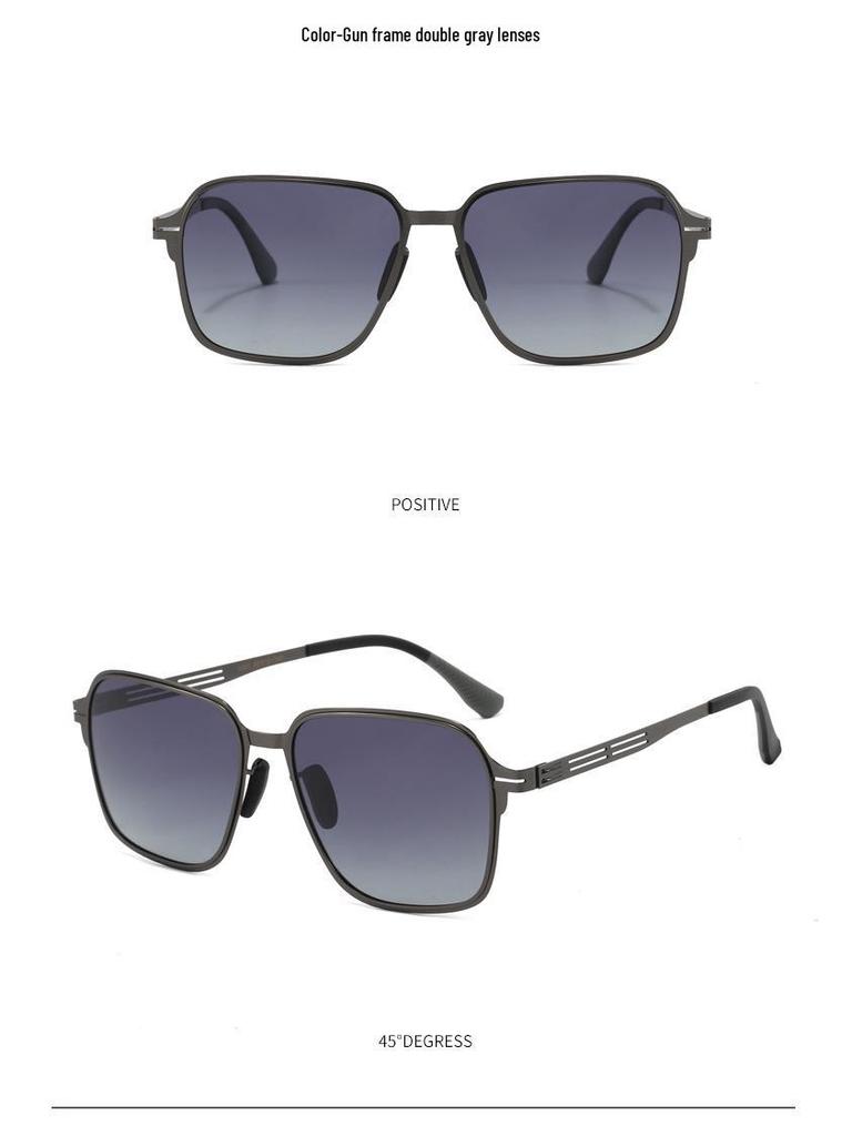 Men's Lightweight Polarized Metal Sunglasses - UV Protection, Black Outdoor Design