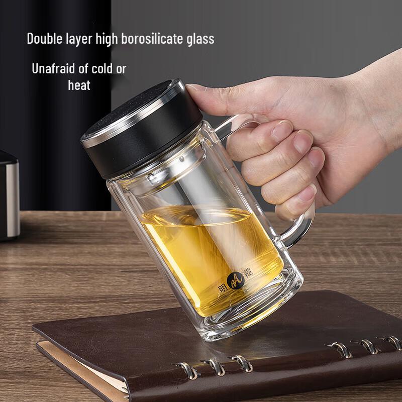 Двухслойная стеклянная кружка Mingxia с ручкой