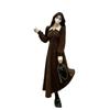 Spring new retro cold wind medium and long waist fungus edge long sleeve dress women's skirt #