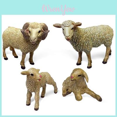 Farm Animal Pvc Sheep Model Kit With Static Lamb And Ewe For Diorama And Hobby Use