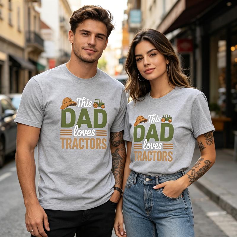 Funny This Dad Loves Tractors Print Tshirt Unisex Summer Hip Hop Streetwear Crew Neck Cotton Blend Tee