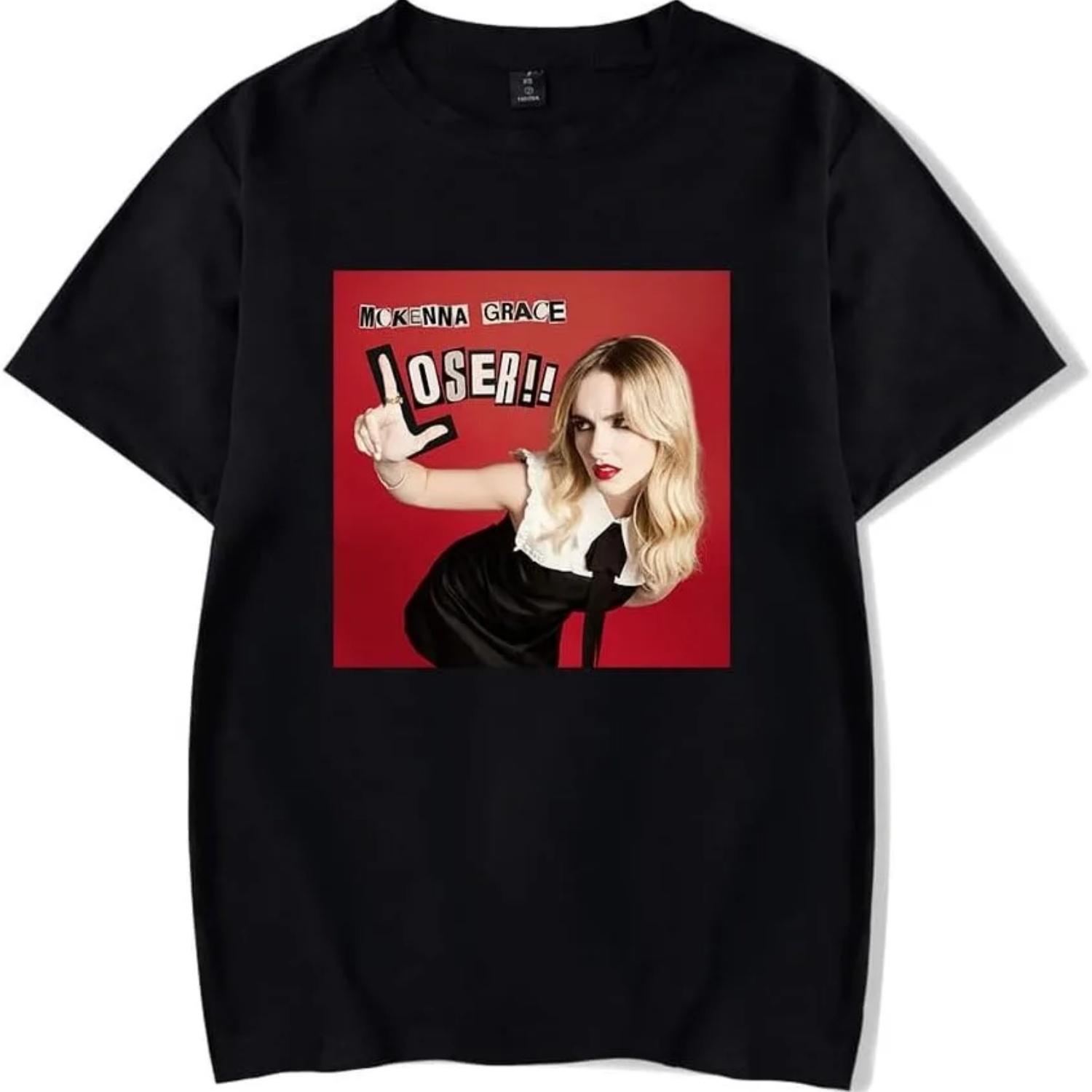 

McKenna Grace Tshirt Crewneck Short Sleeve Tshirt Men Women Streetwear Printing Casual Fashion Hip Hop Clothes S чёрный